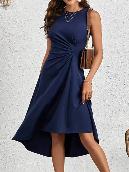 Navy Midi Dress Without Sleeves