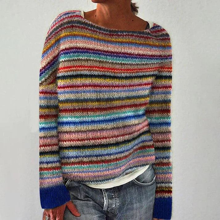 Stylish Striped Long-Sleeve Knit Pullover
