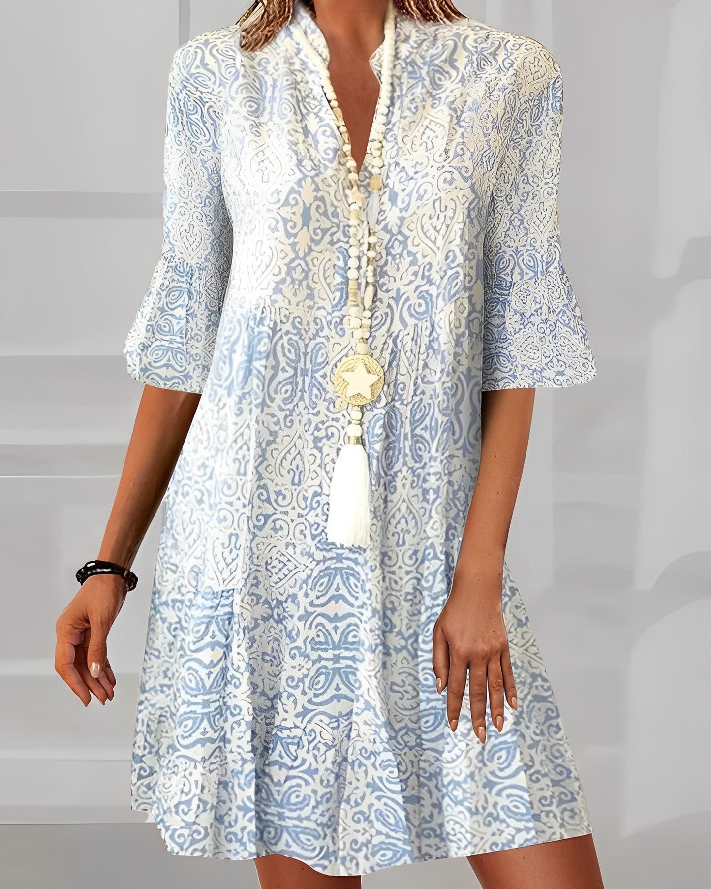 Printed Short-Sleeve Dress