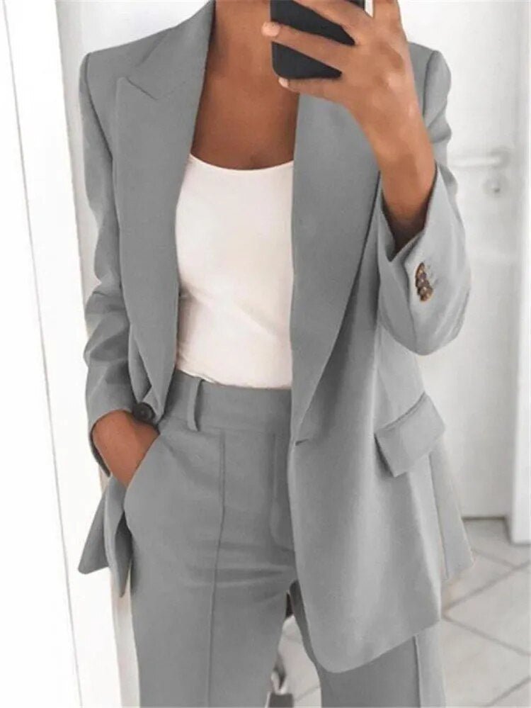 Blazer and Wide-Leg Trouser Set