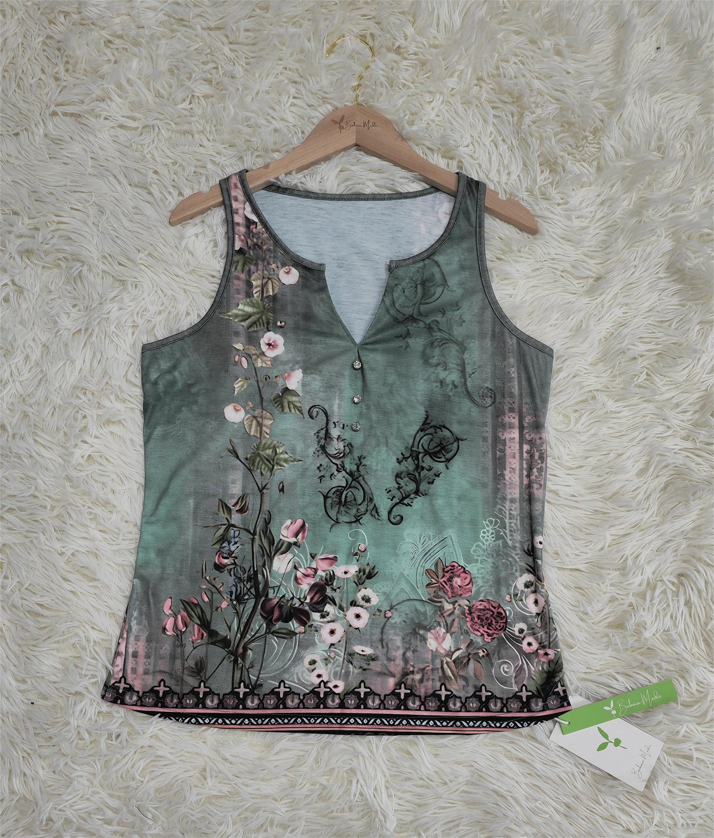 Floral Watercolor Print Sleeveless Top