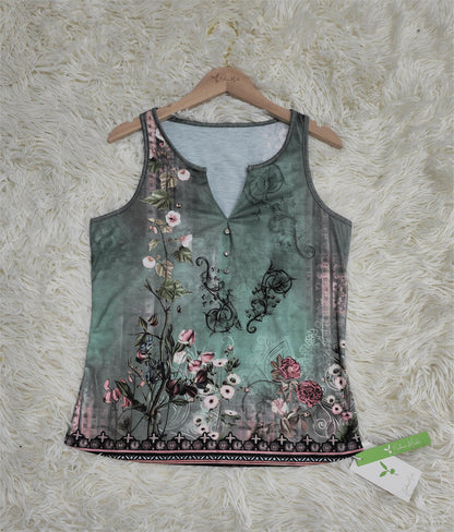 Floral Watercolor Print Sleeveless Top