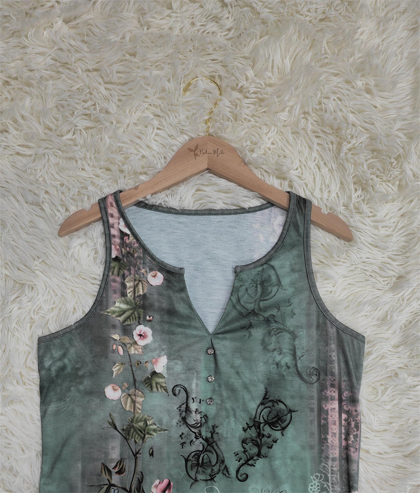 Floral Watercolor Print Sleeveless Top