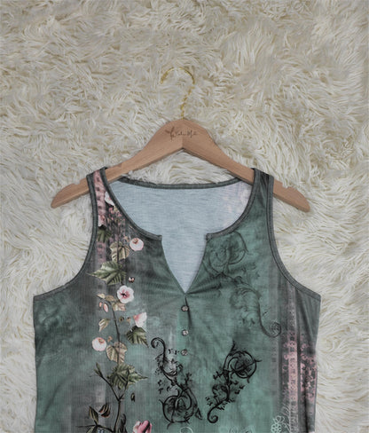 Floral Watercolor Print Sleeveless Top