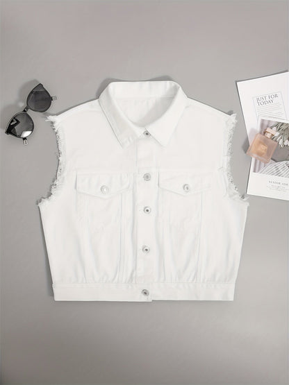 Johanna - Sleeveless Denim Jacket with Flap Pockets