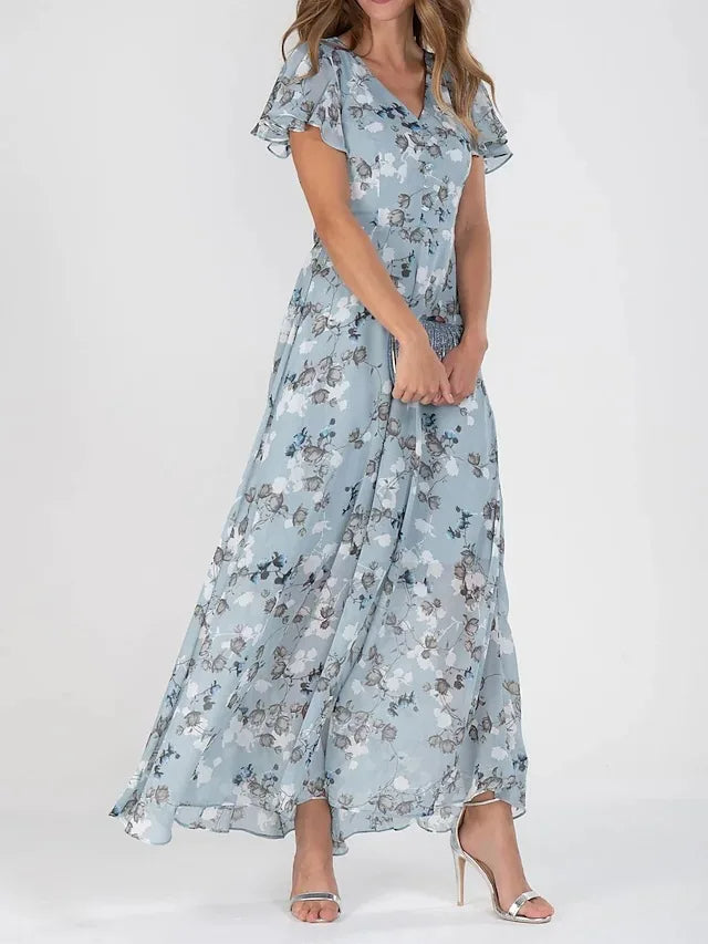 Elegant Floral Chiffon Dress
