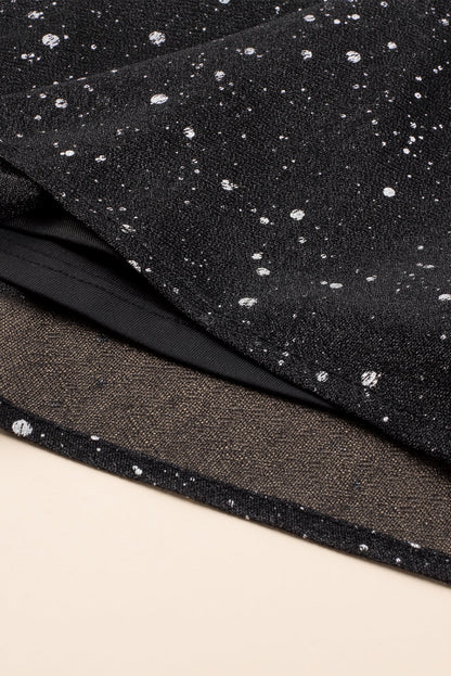 Elegant Black Glitter Dress with Stylish Mesh Overlay