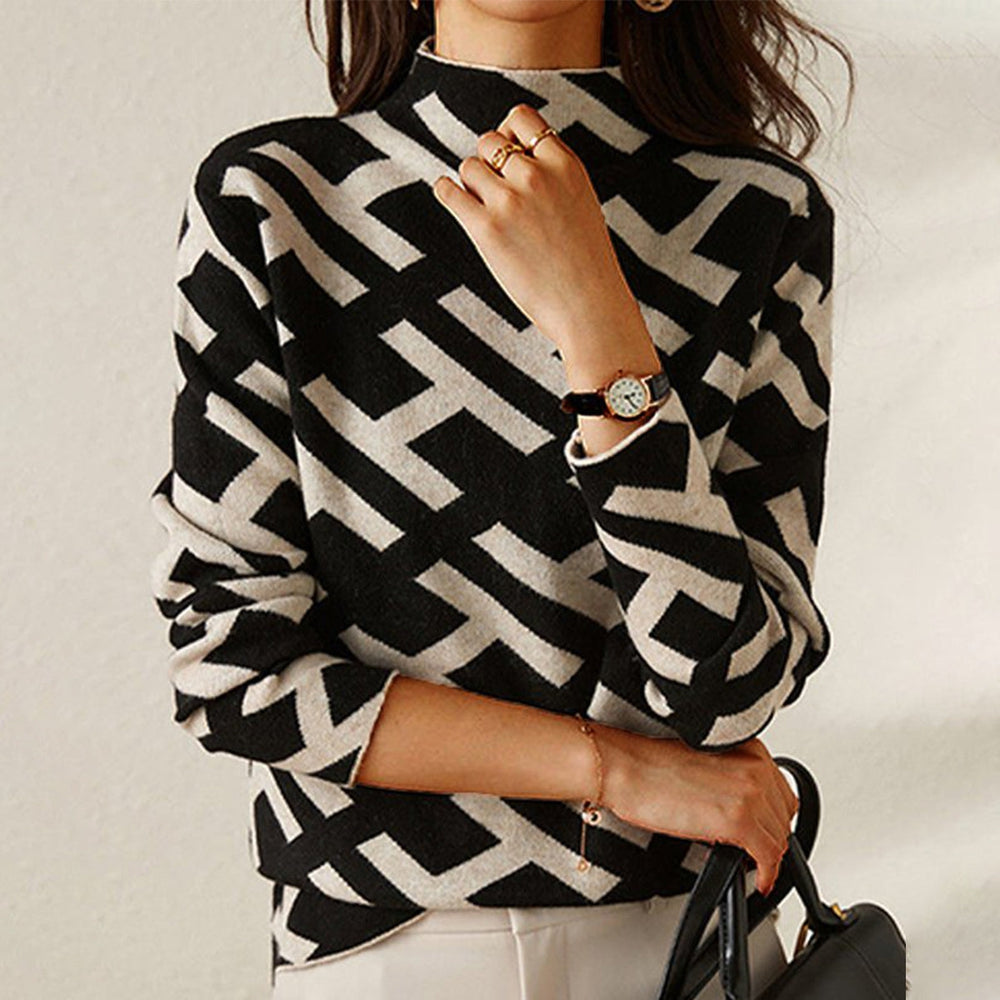 Chic and Comfortable Geometric Knit Pullover