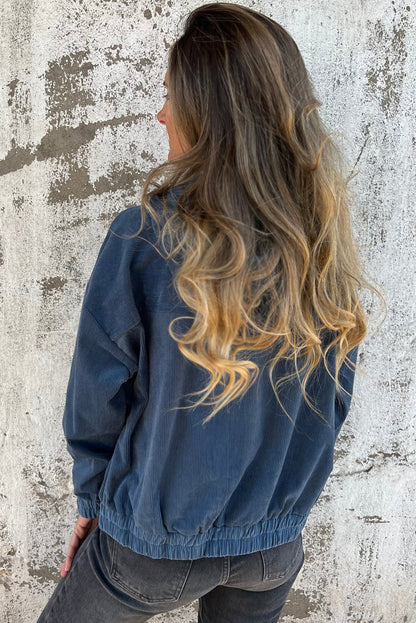 Teal Hooded Zip Jacket with Adjustable Drawstring