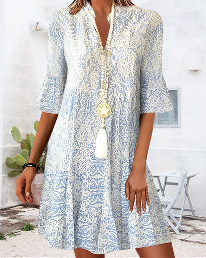 Printed Short-Sleeve Dress