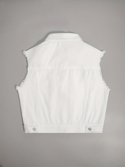 Johanna - Sleeveless Denim Jacket with Flap Pockets