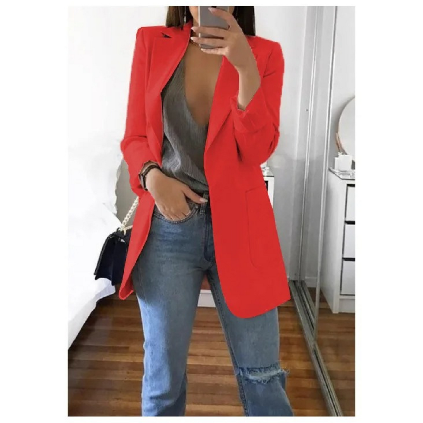 Women's Stylish Double-Breasted Blazer with Pattern - Ideal for Office Wear