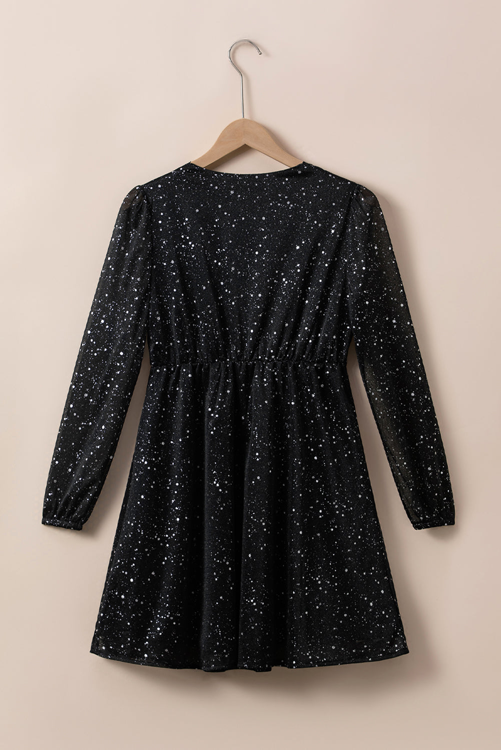 Elegant Black Glitter Dress with Stylish Mesh Overlay