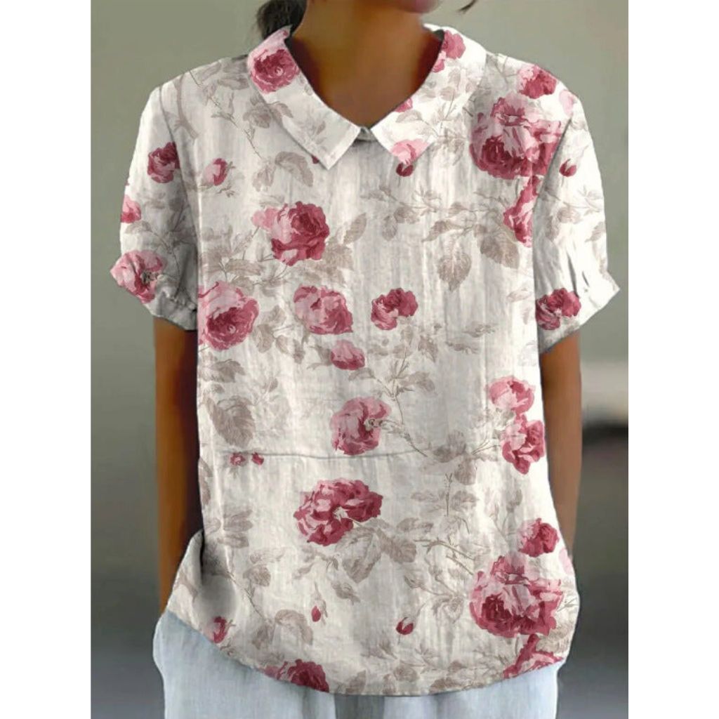 Charming Pastoral Floral Cotton Blouse