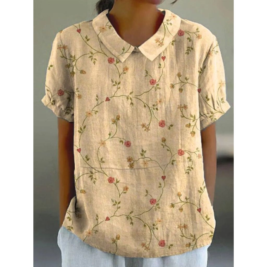 Charming Pastoral Floral Cotton Blouse