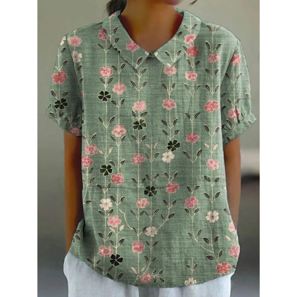 Charming Pastoral Floral Cotton Blouse