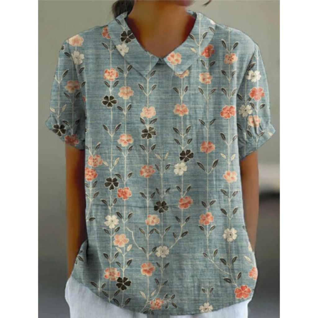 Charming Pastoral Floral Cotton Blouse