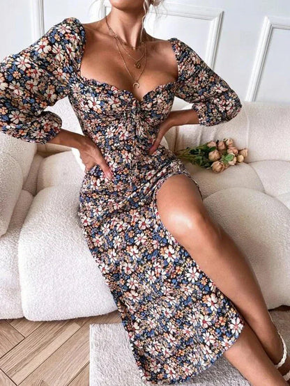 Floral Dress with Heart Cutout Detail