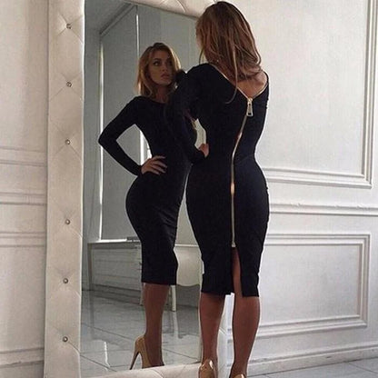 Bernadeth Elegant Bodycon Dress Featuring a Chic Full-Length Back Zipper