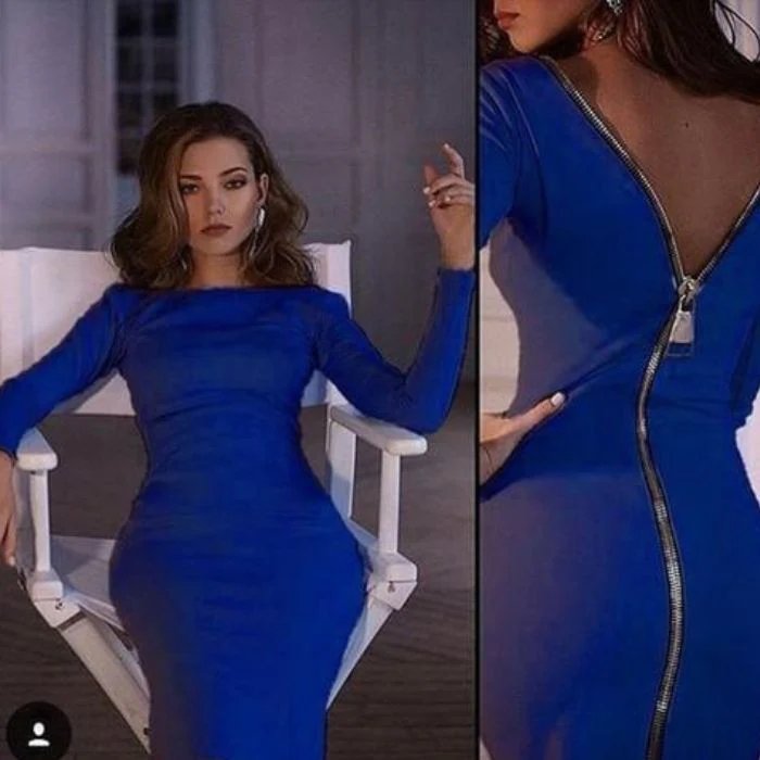 Bernadeth Elegant Bodycon Dress Featuring a Chic Full-Length Back Zipper