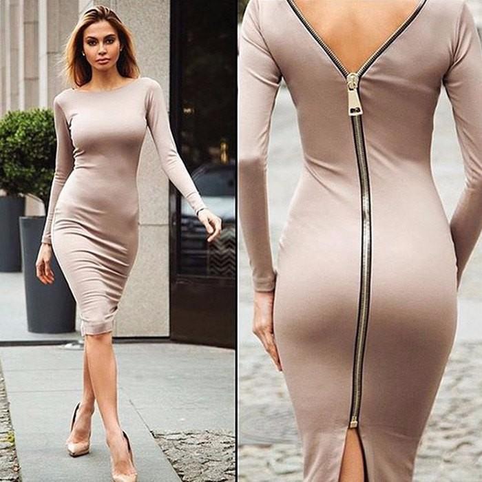 Bernadeth Elegant Bodycon Dress Featuring a Chic Full-Length Back Zipper