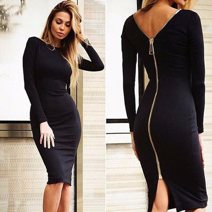 Bernadeth Elegant Bodycon Dress Featuring a Chic Full-Length Back Zipper