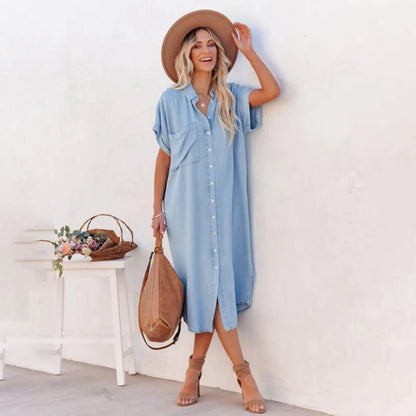 Ayla Denim Dress with Short Sleeves