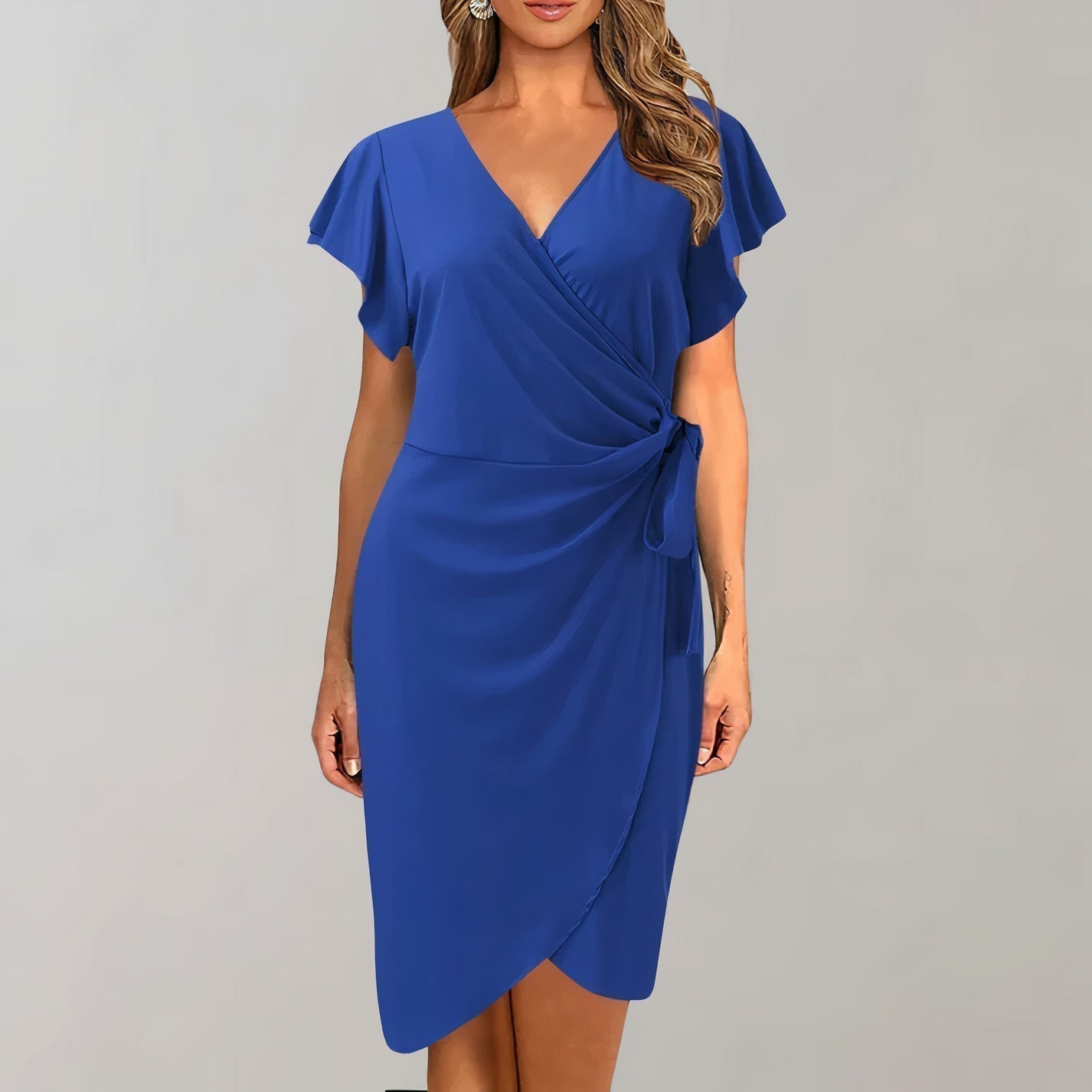 Stylish V-Neck Wrap Dress for Women - Ideal for Summer