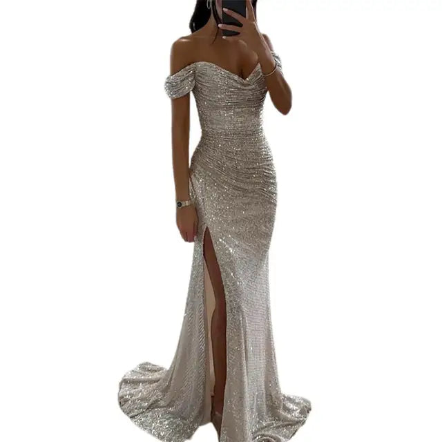 Elegant V-Neck Evening Dress