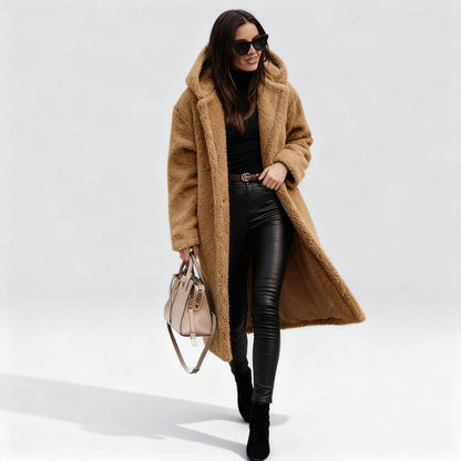 Chic Long Plush Fleece Coat for Women