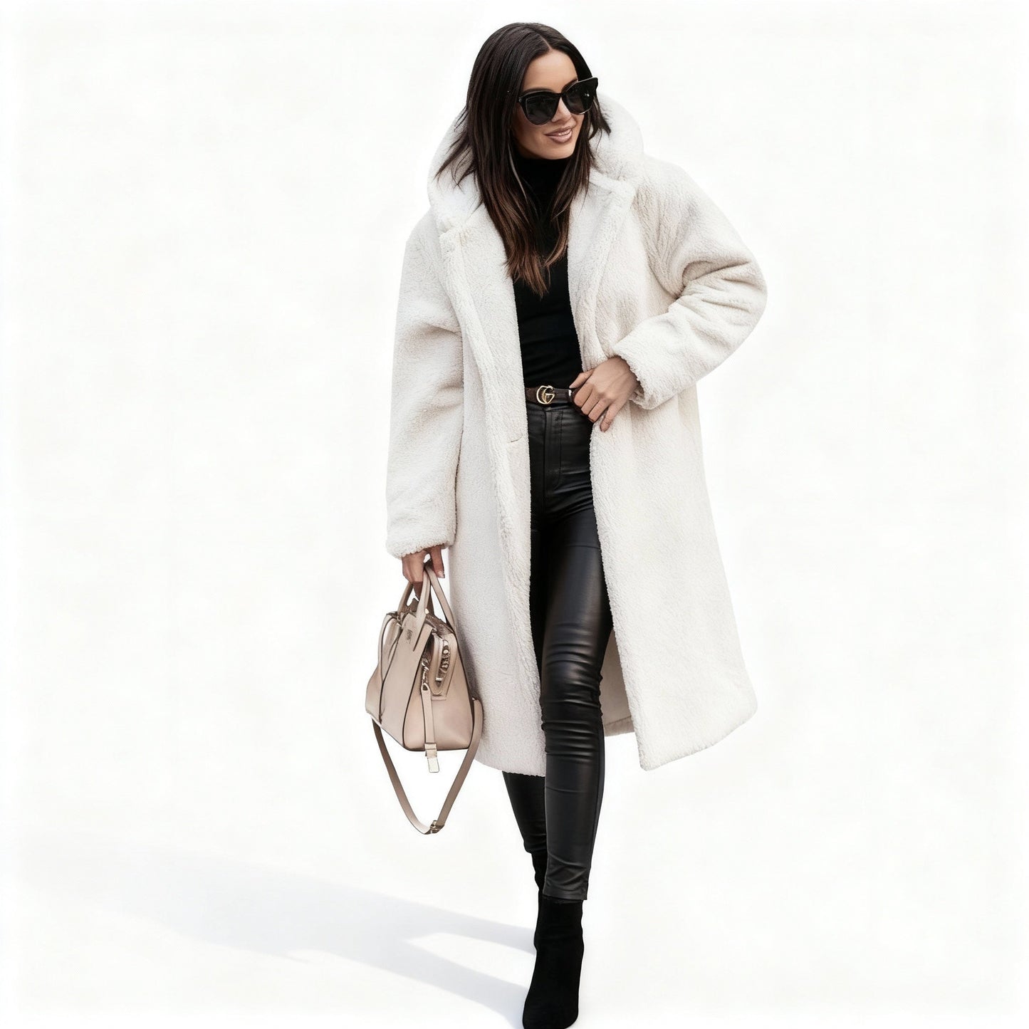 Chic Long Plush Fleece Coat for Women