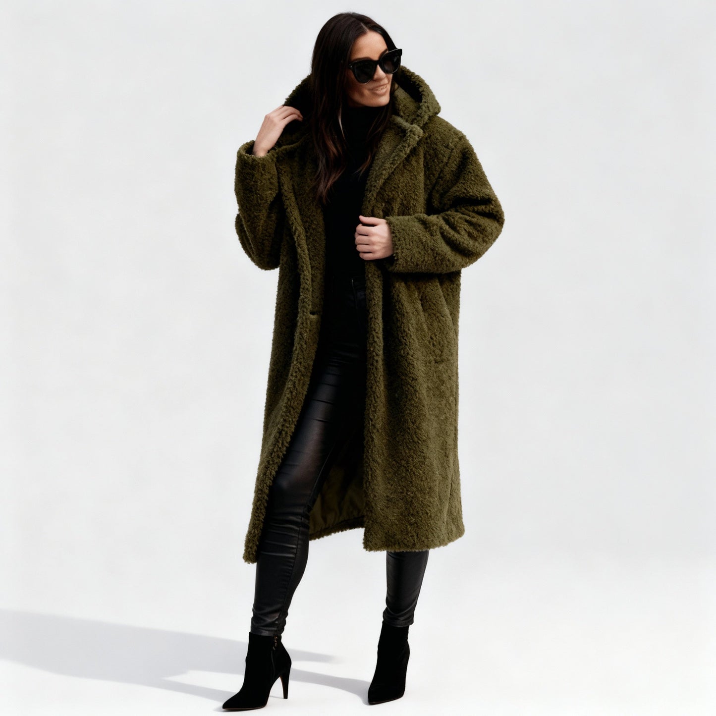 Chic Long Plush Fleece Coat for Women