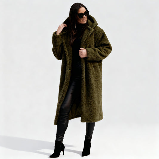 Chic Long Plush Fleece Coat for Women