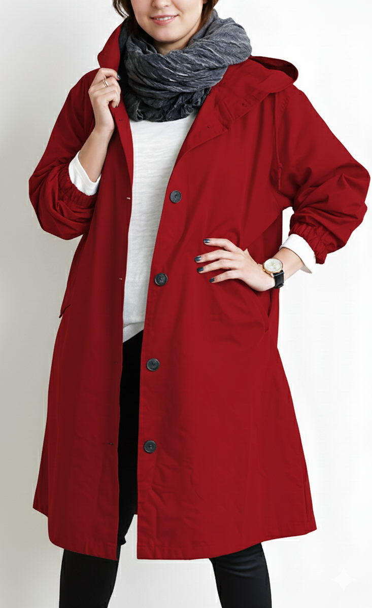 Plus Size Women's Hooded Trench Coat