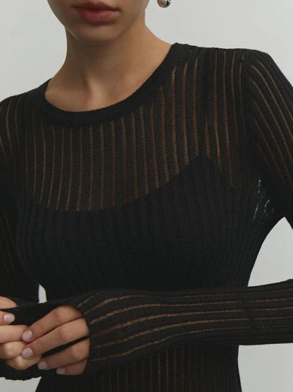 Elegant Striped Sheer Blouse