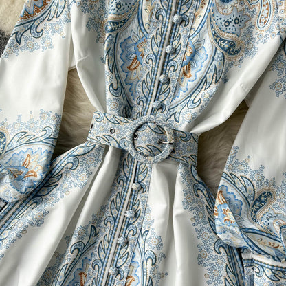 Floral A-Line Dress Featuring a Cinched Waist Detail