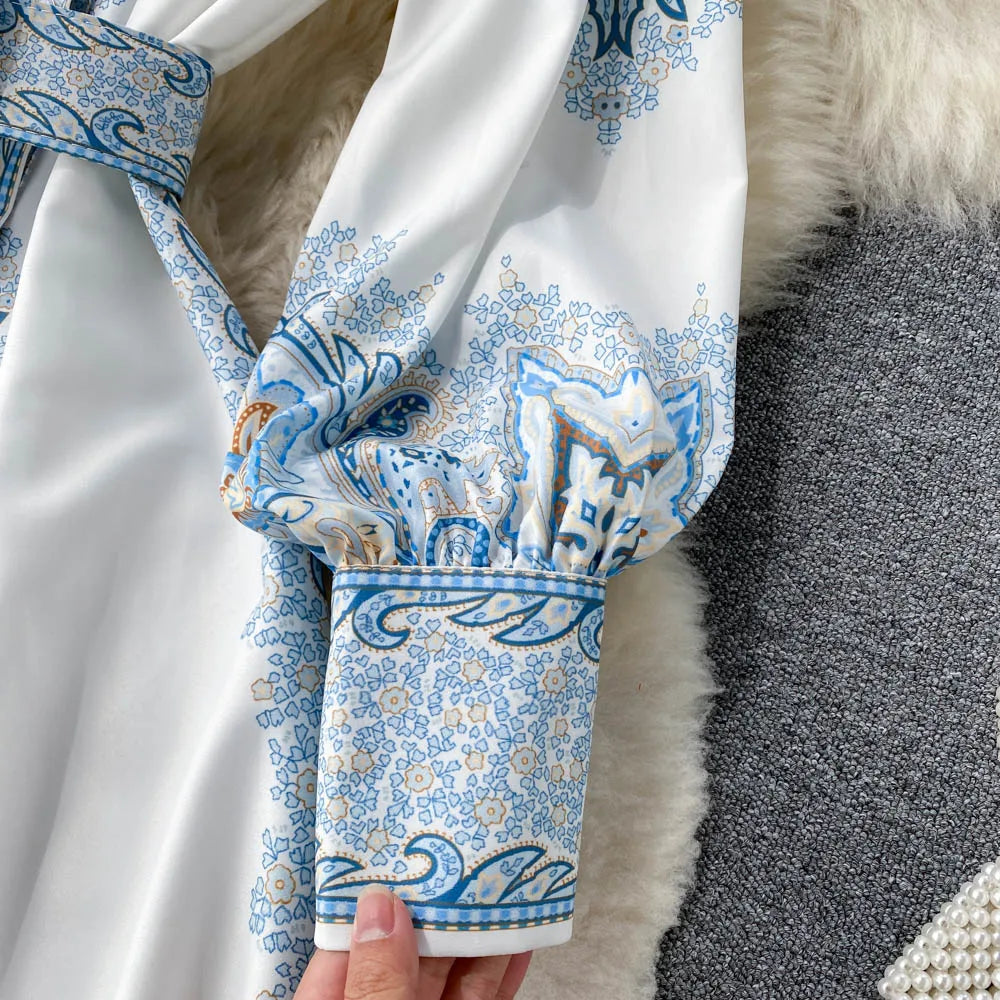 Floral A-Line Dress Featuring a Cinched Waist Detail