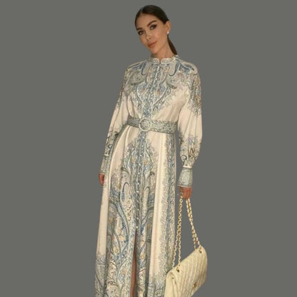 Floral A-Line Dress Featuring a Cinched Waist Detail