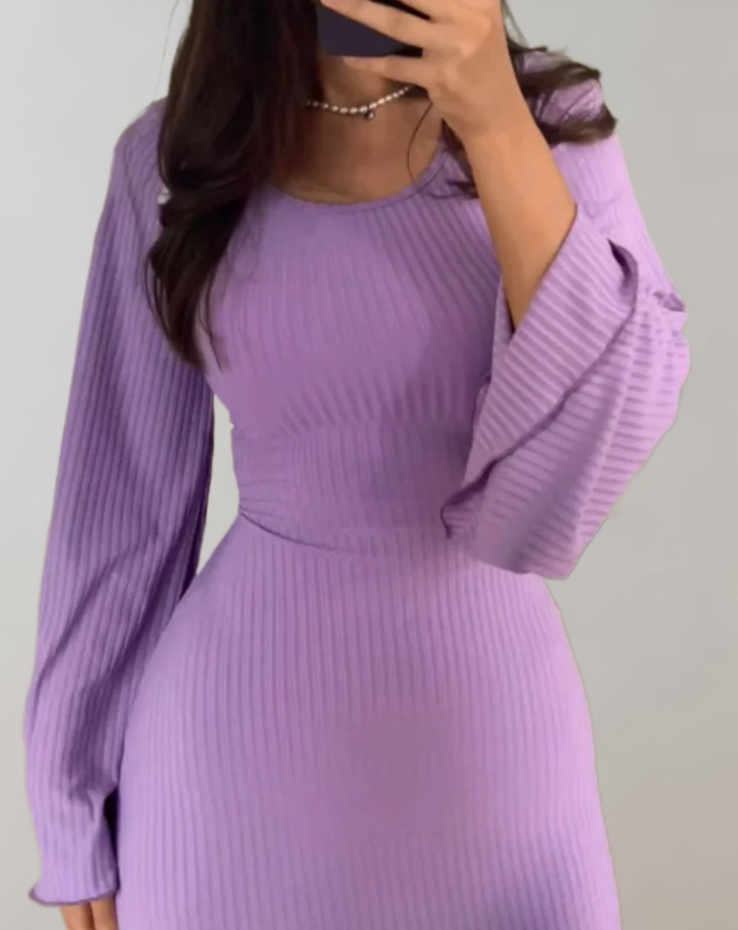 Women's Noemie Long Sleeve Bodycon Dress featuring Round Neck