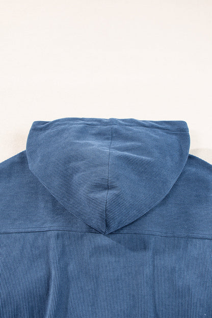 Teal Hooded Zip Jacket with Adjustable Drawstring